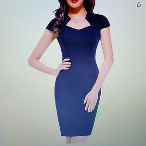 Grace Karin Elegant Black Cap Sleeve Midi Dress